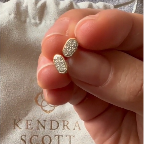 Kendra Scott Marisa Stud Earrings in White Diamond and 14k Yellow Gold - Picture 6 of 6